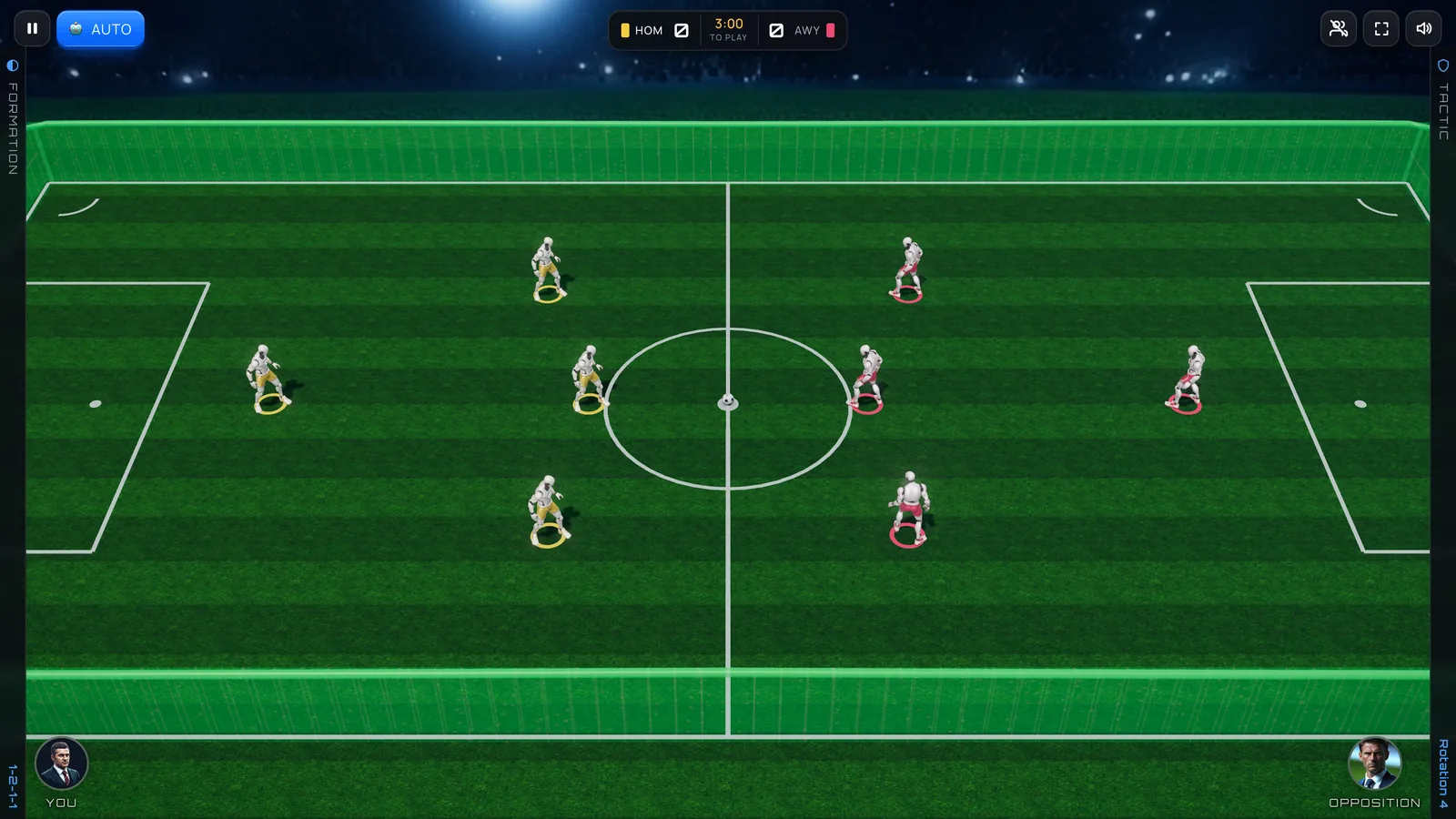 Manager Sim: a 3D five-a-side match playing itself while you change the plan
